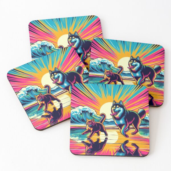 Item preview, Cat & Dog Reflections – Psychedelic Sunset Beach Design designed and sold by Dogandesighn.