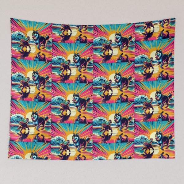 Item preview, Cat & Dog Reflections – Psychedelic Sunset Beach Design designed and sold by Dogandesighn.