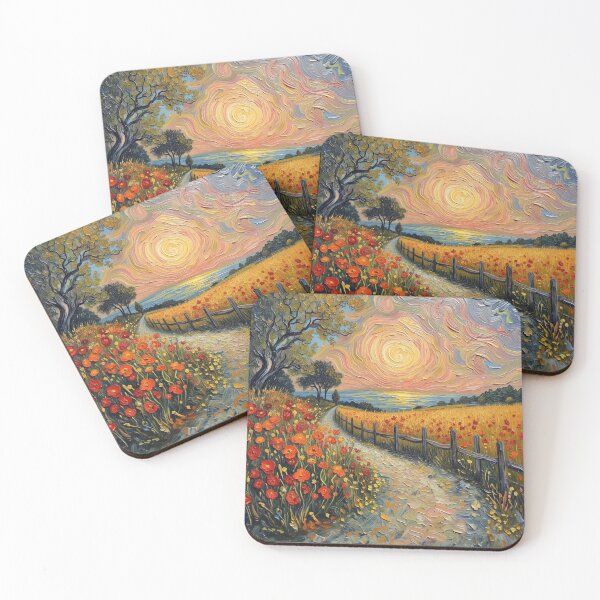 Item preview, Sunset on the beach path with a poppy landscape designed and sold by sid1802.