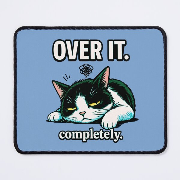 Item preview, Over It Completely Cat Shirt, Funny Done With Everything Cat Tee, Burnout Attitude Cat T-Shirt, Lazy Slumped Cat Design designed and sold by AdicretorDesign.