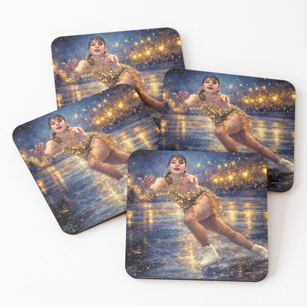 Item preview, Figure Skating Night Lights | Golden Skater Art | Ice Skating Illustration | Dramatic Winter Wall Art designed and sold by origin-arthouse.