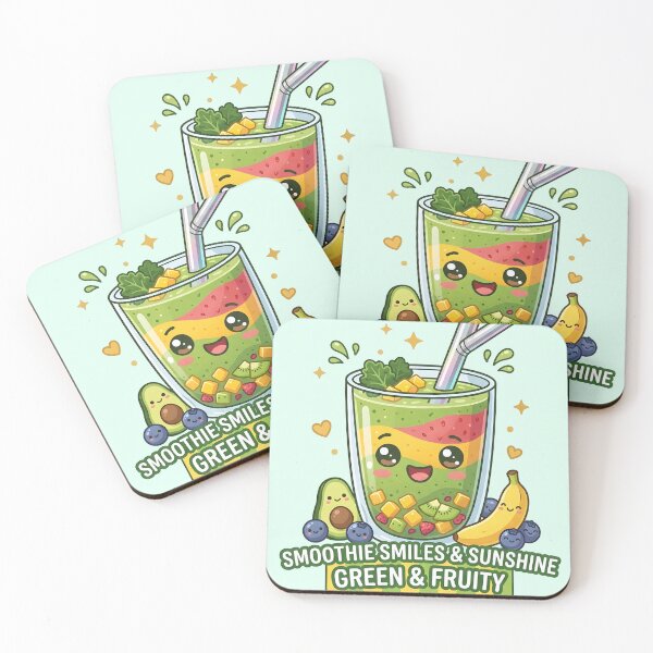 Item preview, Kawaii Green Smoothie Smiles - Healthy Fruit and Sunshine Mascot Art designed and sold by WalterAdd.