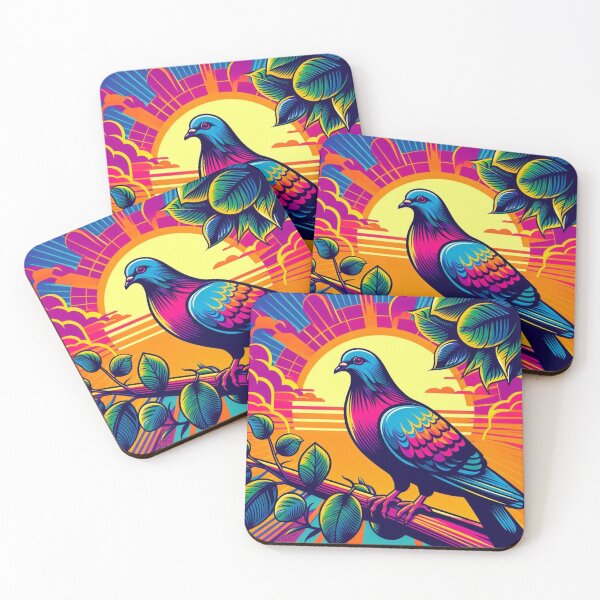 Item preview, Neon Bird on Branch – Psychedelic Sunburst Design designed and sold by Dogandesighn.