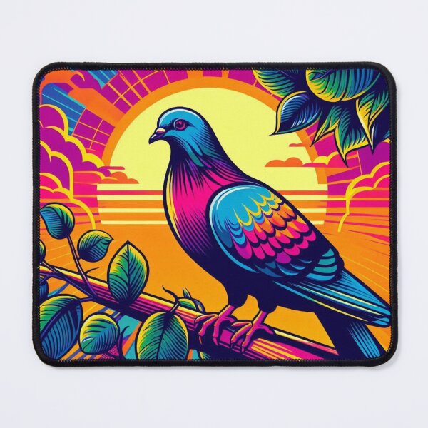 Item preview, Neon Bird on Branch – Psychedelic Sunburst Design designed and sold by Dogandesighn.