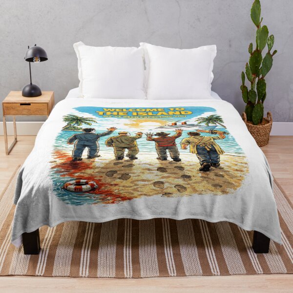 Aperçu de l'œuvre Bienvenue sur l'île ! T-shirt parodique d'horreur et de film d'horreur drôle pour la plage créée et vendue par GhostDawgs.