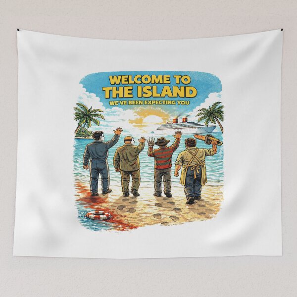 Item preview, Welcome to the Island Horror Parody Funny Slasher Beach Shirt designed and sold by GhostDawgs.