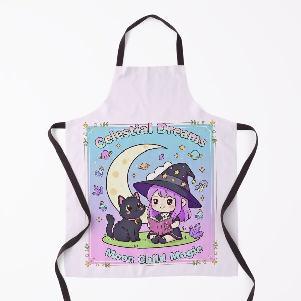 Item preview, Celestial Dreams Witch Girl - Moon and Black Cat Illustration designed and sold by Good Vibes .