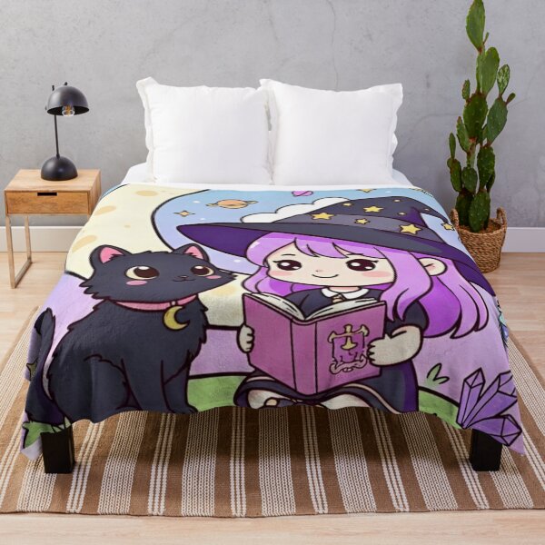 Item preview, Celestial Dreams Witch Girl - Moon and Black Cat Illustration designed and sold by Good Vibes .