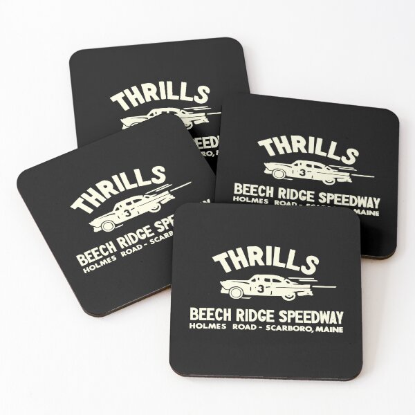 Item preview, Thrills at Beech Ridge Speedway, Scarboro, Maine - old white print designed and sold by retropetrol.