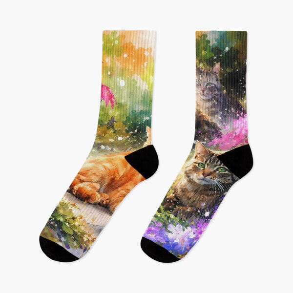 Item preview, Cats Relaxing in a Vibrant Garden designed and sold by cuprum.
