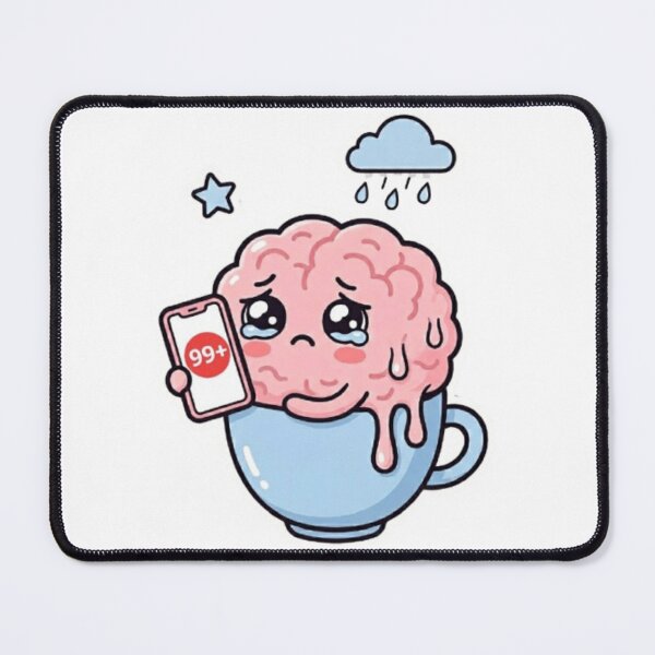 Item preview, Overthinking Brain Cute Cartoon | Relatable Anxiety Meme Aesthetic designed and sold by Chiknook.