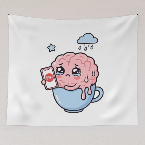 Item preview, Overthinking Brain Cute Cartoon | Relatable Anxiety Meme Aesthetic designed and sold by Chiknook.
