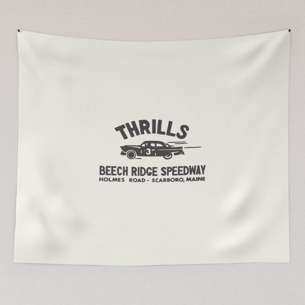 Item preview, Thrills at Beech Ridge Speedway, Scarboro, Maine - flat black print designed and sold by retropetrol.