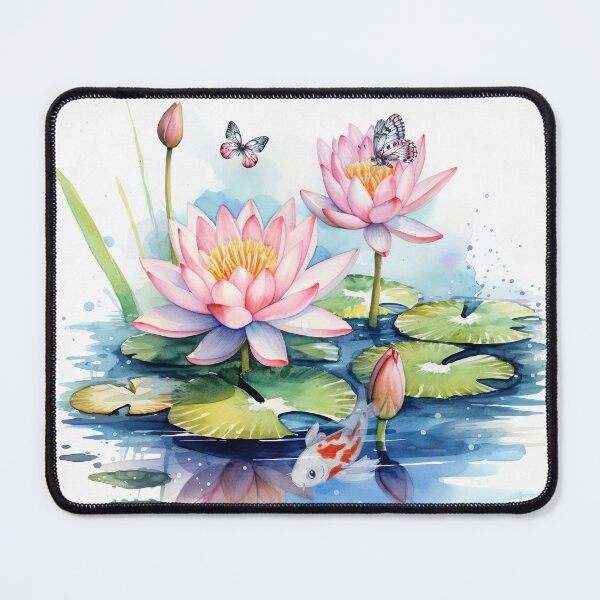 Item preview, Waterlilies with Butterflies and a Koi Fish designed and sold by SalonOfArt.