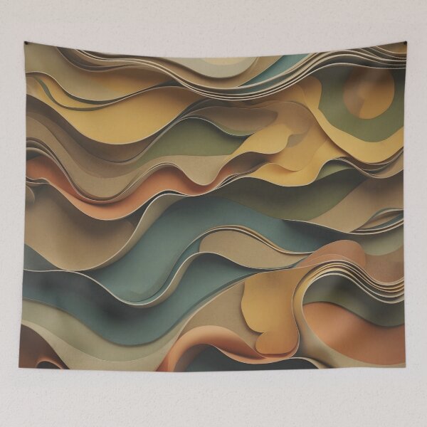 Artikelvorschau, Vintage Layered Wave Abstract Retro Fashion Print entworfen und verkauft von NK-Studios .