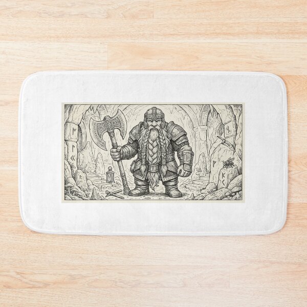Item preview, Gruff Battle-Hardened Dwarf Warrior Line Drawing designed and sold by furrydrool.