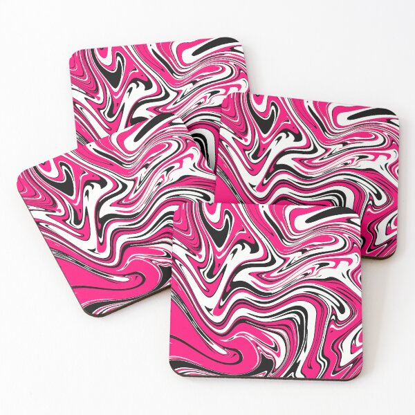 Item preview, Hot Pink Black White Abstract Liquid Swirl Design designed and sold by Nesstitches.