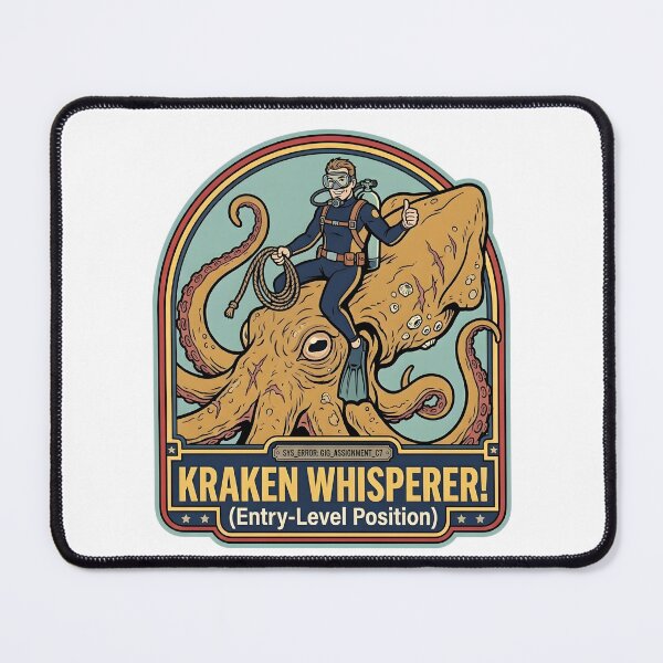 Item preview, Kraken Whisperer Entry-Level Job Comic Art - Sarcastic Ocean Humor designed and sold by Mythic Ink Studio.