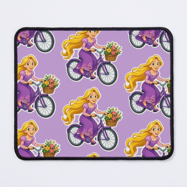 Item preview, Rapunzel riding a purple bike with a basket of flowers sticker designed and sold by Magimel.