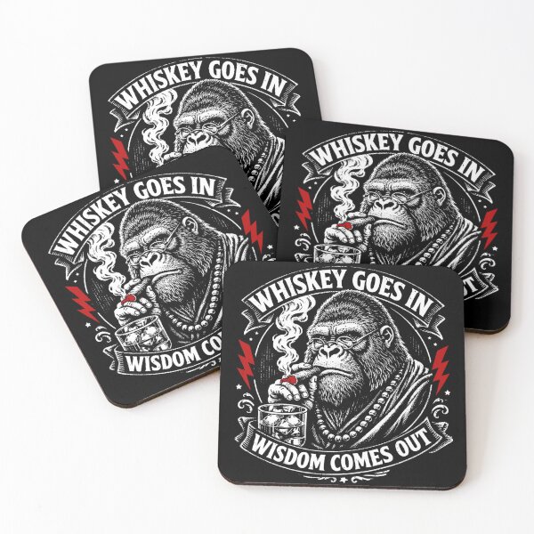 Item preview, Whiskey Goes In Wisdom Comes Out Funny Monkey Drinking designed and sold by will freed18.