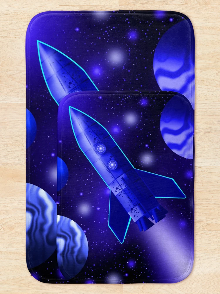 Thumbnail 5 of 6, Bath Mat, Rocketship designed and sold by Andrew Hitchen.