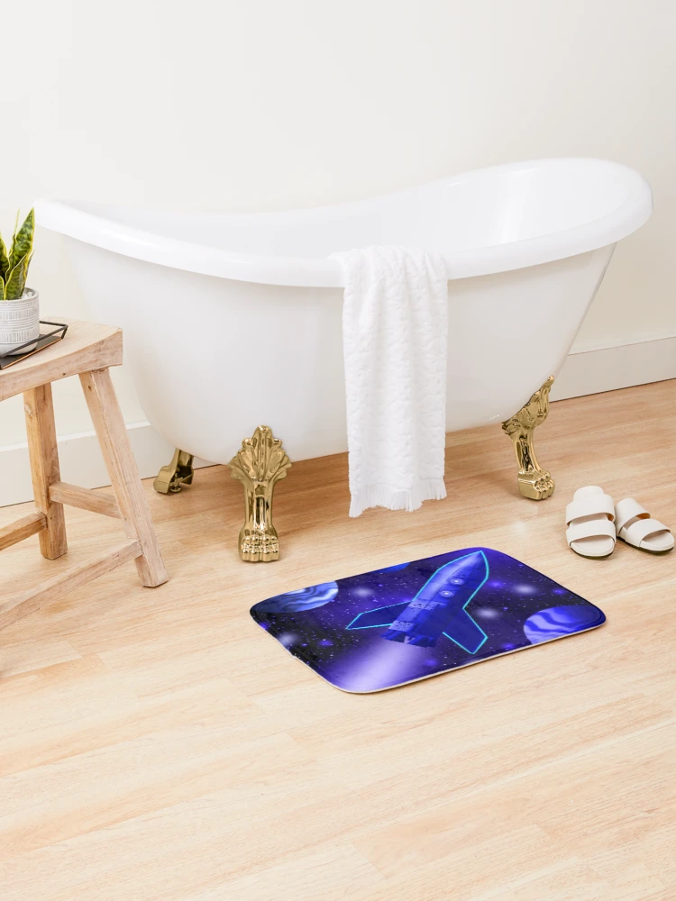 Thumbnail 2 of 6, Bath Mat, Rocketship designed and sold by Andrew Hitchen.