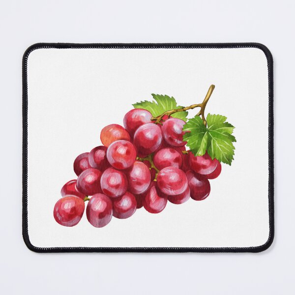 Item preview, Fresh bunch of red grapes with green leaves on white background for healthy snacks and cooking ideas designed and sold by Ms. Iryna.