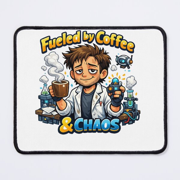 Item preview, Fueled by Coffee & Chaos – Funny Scientist designed and sold by JVDesignsShop.