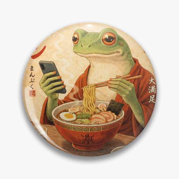 Item preview, Funny Grumpy Frog Eat Ramen and Scroll Phone Japanese Art designed and sold by Kladhadredo.