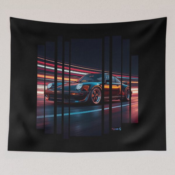 Item preview, Porsch 911 Turbo S inspired Design Vintage racing poster style, dynamic motion lines 13 designed and sold by Neon G.