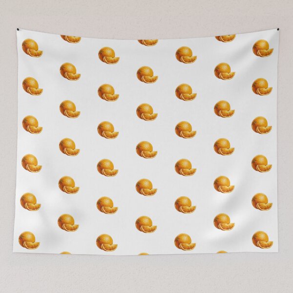 Item preview, Fresh orange and a sliced segment on a plain background showing bright colors and simple shapes designed and sold by Ms. Iryna.