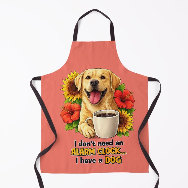 Item preview, Funny Labrador Coffee Lover Design-"I Don't Need Alarm Clock I Have a Dog" Sunflower Hibiscus Art designed and sold by Silver Stone.
