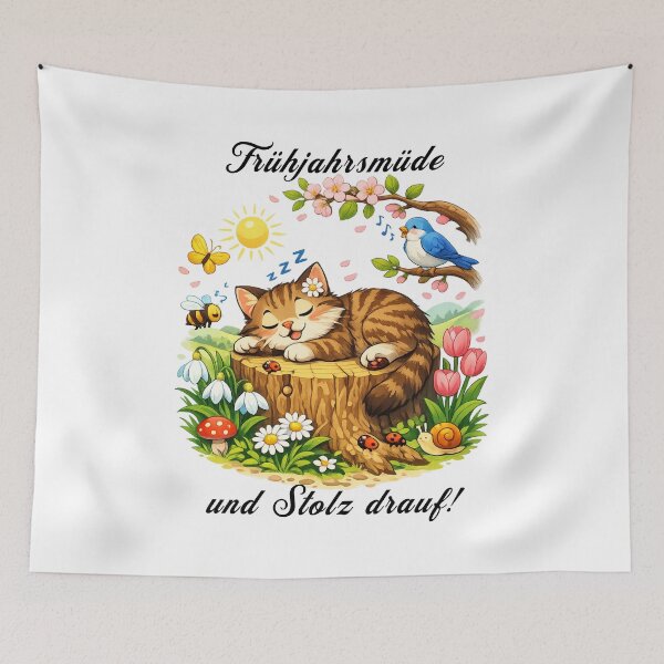 Item preview, Spring-Tired Cat – Spring T-Shirt Design for Animal Lovers designed and sold by CoolContent Factory.
