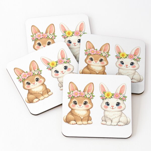Item preview, Cute Spring Bunny T-Shirt Design – Sweet bunnies with flower wreaths, pastel colors designed and sold by CoolContent Factory.