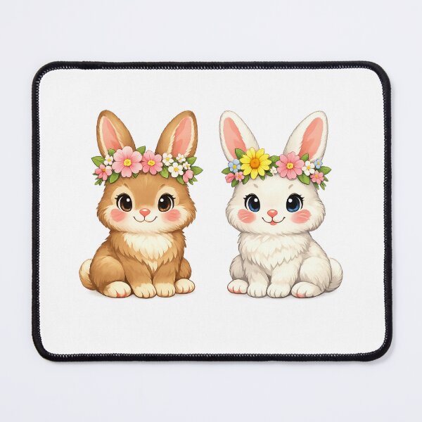 Item preview, Cute Spring Bunny T-Shirt Design – Sweet bunnies with flower wreaths, pastel colors designed and sold by CoolContent Factory.