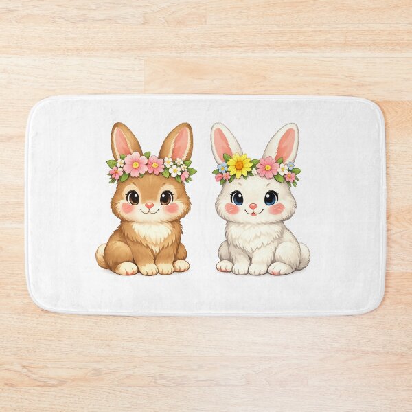 Item preview, Cute Spring Bunny T-Shirt Design – Sweet bunnies with flower wreaths, pastel colors designed and sold by CoolContent Factory.