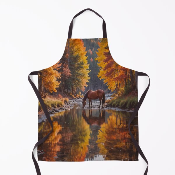 Item preview, Horse Drinking from a River-Autumn Landscape designed and sold by BeautifulVirtues.