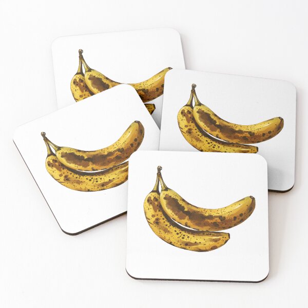 Item preview, Fresh and ripe bananas on white background ready for a snack or smoothie preparation in kitchen designed and sold by Ms. Iryna.