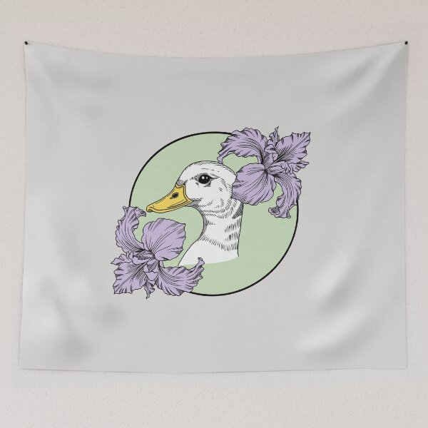 Item preview, Minimalistic duck with flowers designed and sold by Pamelarts.
