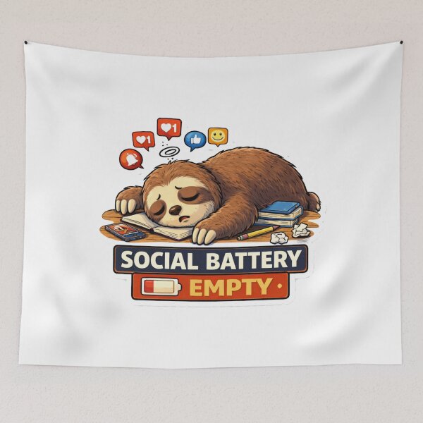 Item preview, Social Battery Empty Tired Sloth Funny Design designed and sold by Wolf Creator.