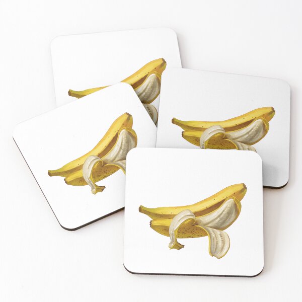 Item preview, Fresh bananas with one banana peeled on a white background showing their yellow skin and soft inside designed and sold by Ms. Iryna.