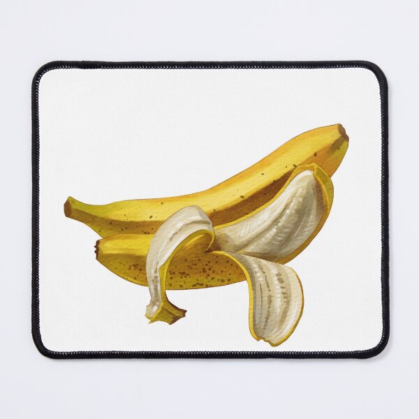 Item preview, Fresh bananas with one banana peeled on a white background showing their yellow skin and soft inside designed and sold by Ms. Iryna.