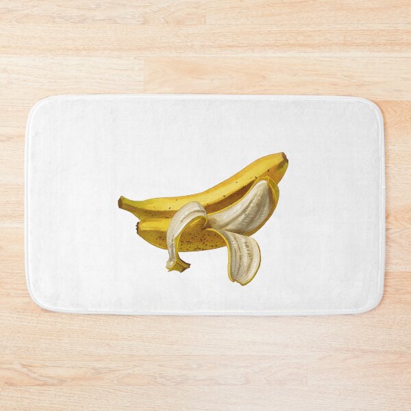 Item preview, Fresh bananas with one banana peeled on a white background showing their yellow skin and soft inside designed and sold by Ms. Iryna.
