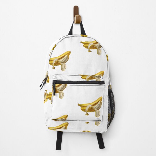 Item preview, Fresh bananas with one banana peeled on a white background showing their yellow skin and soft inside designed and sold by Ms. Iryna.