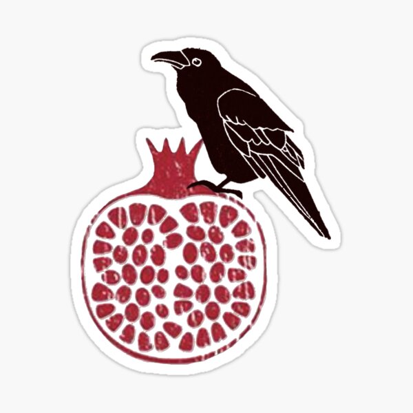 Raven on Pomergranate  Sticker