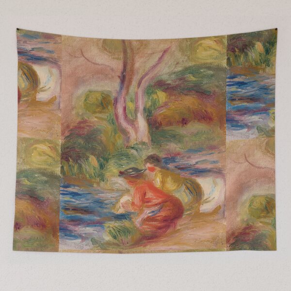Item preview, Les Laveuses by Pierre-Auguste Renoir: Impressionist riverside fine art poster designed and sold by artofuniverse.