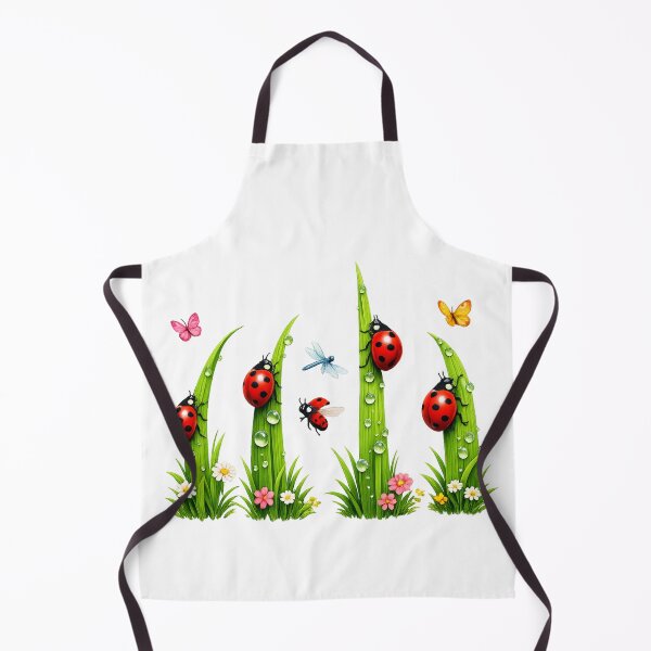 Item preview, Ladybug Parade T-Shirt – Spring design with ladybugs on blades of grass – Nature & Garden motif designed and sold by CoolContent Factory.