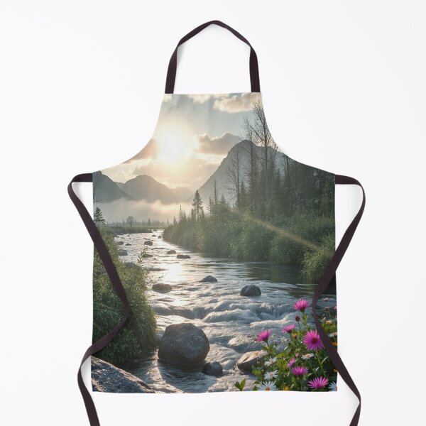Item preview, Sunlit Mountain River with Wildflowers designed and sold by BeautifulVirtues.