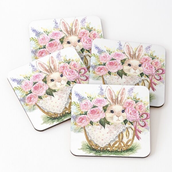 Item preview, Rabbit in Floral Basket designed and sold by Serene Strokes Art.