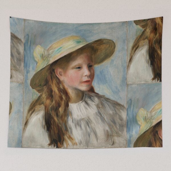 Item preview, Little Girl With a Hat by Pierre-Auguste Renoir: Impressionist fine art print designed and sold by artofuniverse.